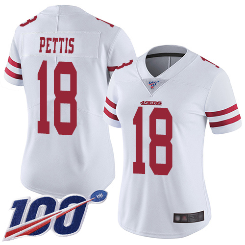 San Francisco 49ers Limited White Women Dante Pettis Road NFL Jersey #18 100th Season Vapor Untouchable->youth nfl jersey->Youth Jersey